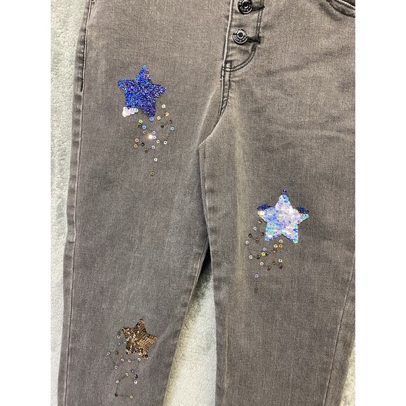 Cat & Jack Jeans Girls 12 Flip Sequin Star Skinny Super Stretch Adjustable Waist - Picture 2 of 8